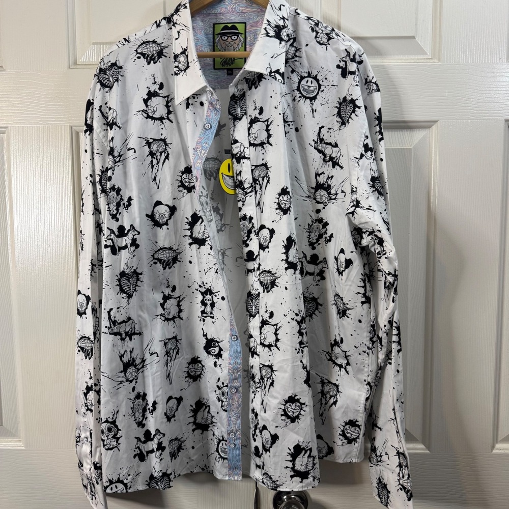 NWT Ron English Popaganda Button Up Shirt Mens 3XL‎ Streetwear Cartoon Graphic